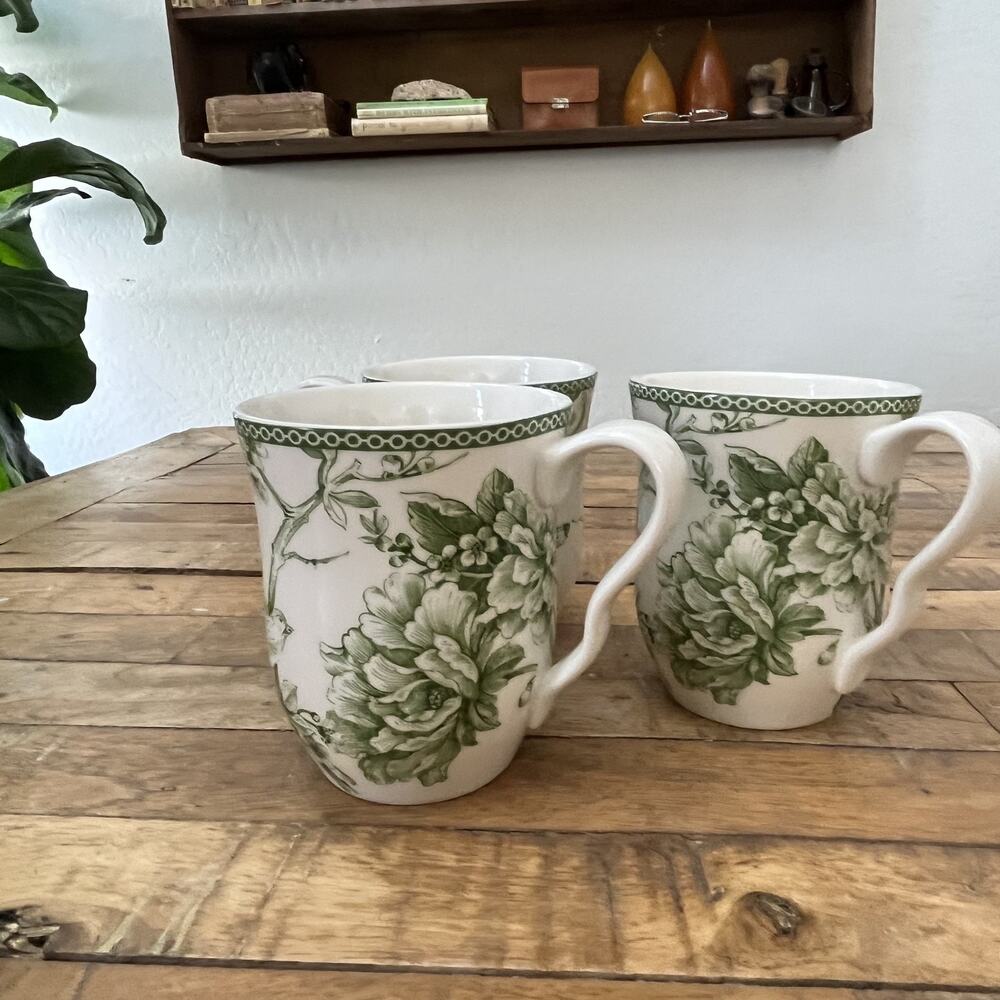222 Fifth Adelaide Moss Green Mugs 4 1/4" Set of 3 - Picture 5 of 10
